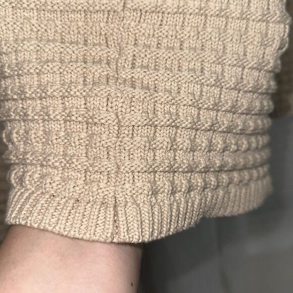 Ann Taylor XL Light Brown Tan Knit Double Breasted Collared Sweater Jacket - Picture 6 of 12